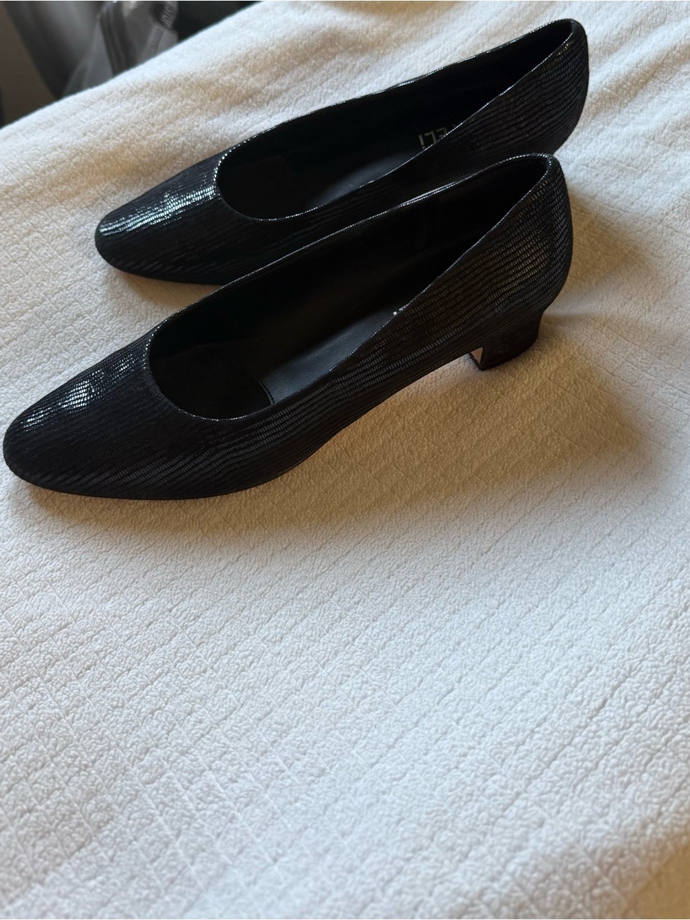 VANELi Black Textured Low Heel Pumps | Classic Career & Dress Shoes - Picture 4 of 12